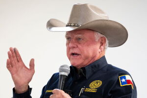 BAY CITY, TEXAS - JUNE 11: Agriculture Commissioner Sid Miller speaks during a forum hosted by Matagorda County Against Data Centers on the impact of data center construction in the state, Thursday, June 11, 2026. (Jason Fochtman/Houston Chronicle via Getty Images)